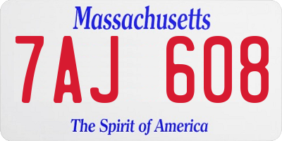 MA license plate 7AJ608