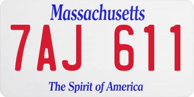 MA license plate 7AJ611