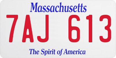 MA license plate 7AJ613