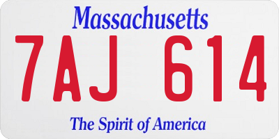 MA license plate 7AJ614