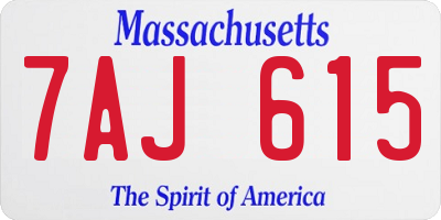 MA license plate 7AJ615