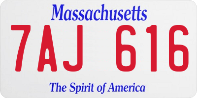 MA license plate 7AJ616