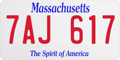 MA license plate 7AJ617
