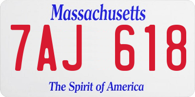 MA license plate 7AJ618