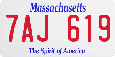 MA license plate 7AJ619