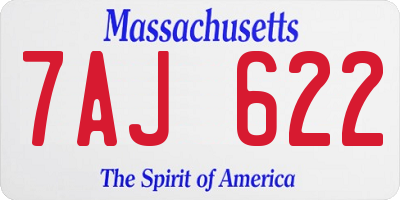 MA license plate 7AJ622