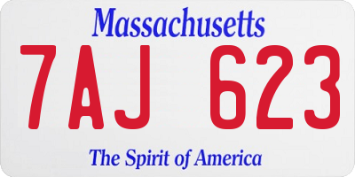MA license plate 7AJ623