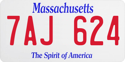 MA license plate 7AJ624