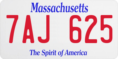 MA license plate 7AJ625