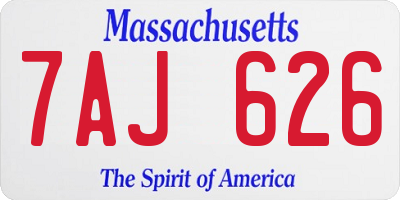 MA license plate 7AJ626