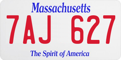MA license plate 7AJ627