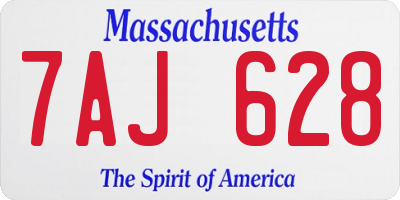 MA license plate 7AJ628