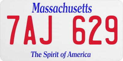 MA license plate 7AJ629