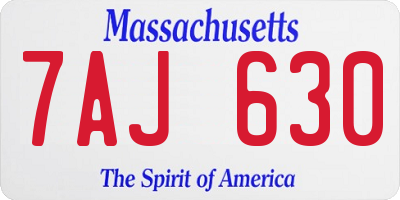 MA license plate 7AJ630