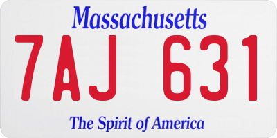 MA license plate 7AJ631