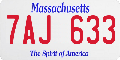 MA license plate 7AJ633