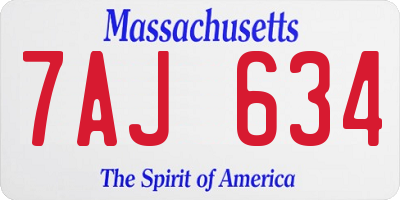 MA license plate 7AJ634