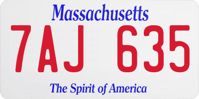 MA license plate 7AJ635