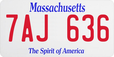 MA license plate 7AJ636