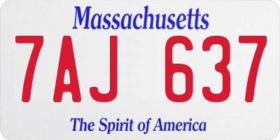 MA license plate 7AJ637