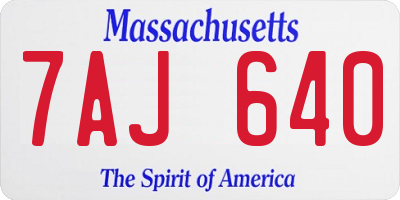 MA license plate 7AJ640
