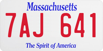 MA license plate 7AJ641