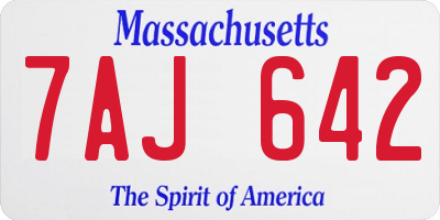 MA license plate 7AJ642