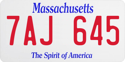 MA license plate 7AJ645