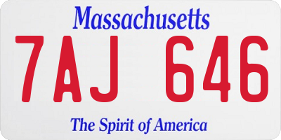 MA license plate 7AJ646