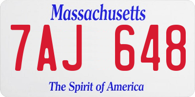 MA license plate 7AJ648