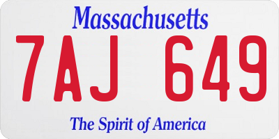 MA license plate 7AJ649