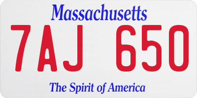 MA license plate 7AJ650