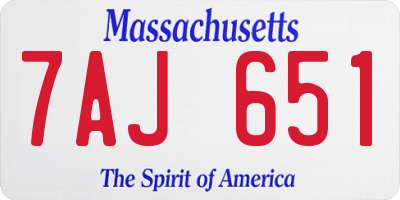 MA license plate 7AJ651