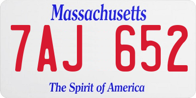 MA license plate 7AJ652