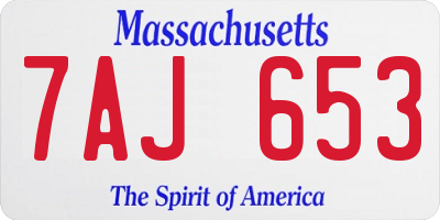 MA license plate 7AJ653