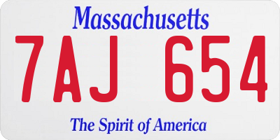 MA license plate 7AJ654