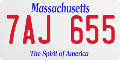 MA license plate 7AJ655