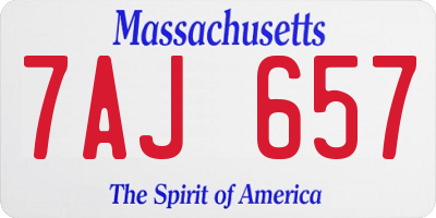 MA license plate 7AJ657