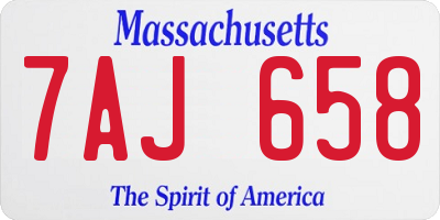 MA license plate 7AJ658