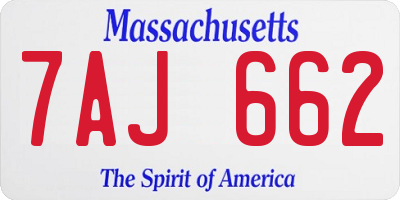 MA license plate 7AJ662