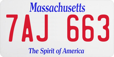 MA license plate 7AJ663