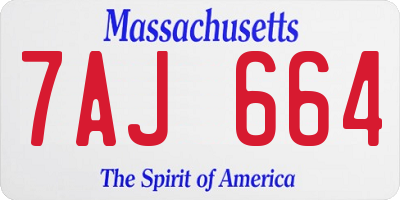MA license plate 7AJ664