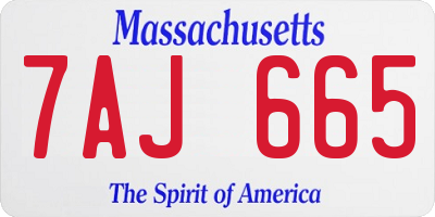 MA license plate 7AJ665