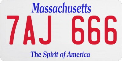 MA license plate 7AJ666
