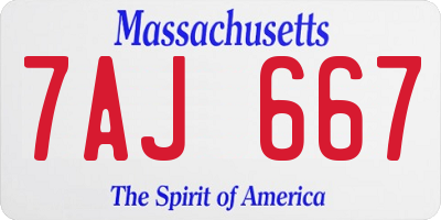 MA license plate 7AJ667