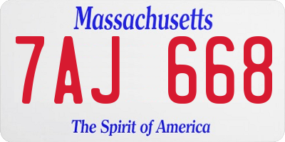 MA license plate 7AJ668