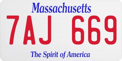 MA license plate 7AJ669
