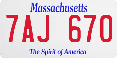 MA license plate 7AJ670