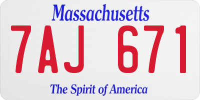 MA license plate 7AJ671