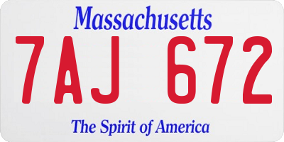 MA license plate 7AJ672